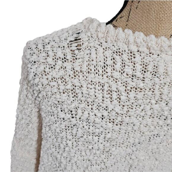 143 Story distressed tattered and torn tunic length open weave sweater Sz SM NEW - Picture 4 of 9